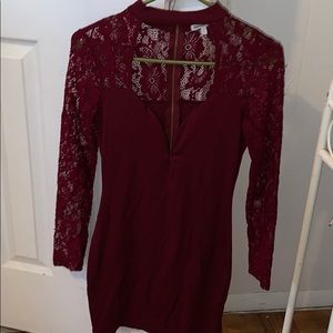 Maroon long sleeve dress